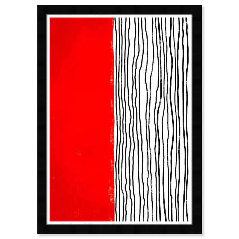 Wynwood Studio 'Red Lines' Abstract Wall Art Framed Print Shapes - Red, White