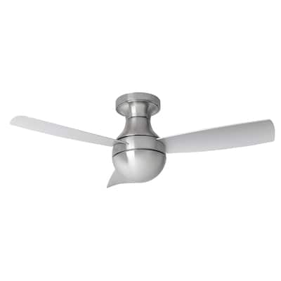Orb 3-Blade 54in Smart Compatible Flush Mount Ceiling Fan in Brushed Nickel with Remote Control
