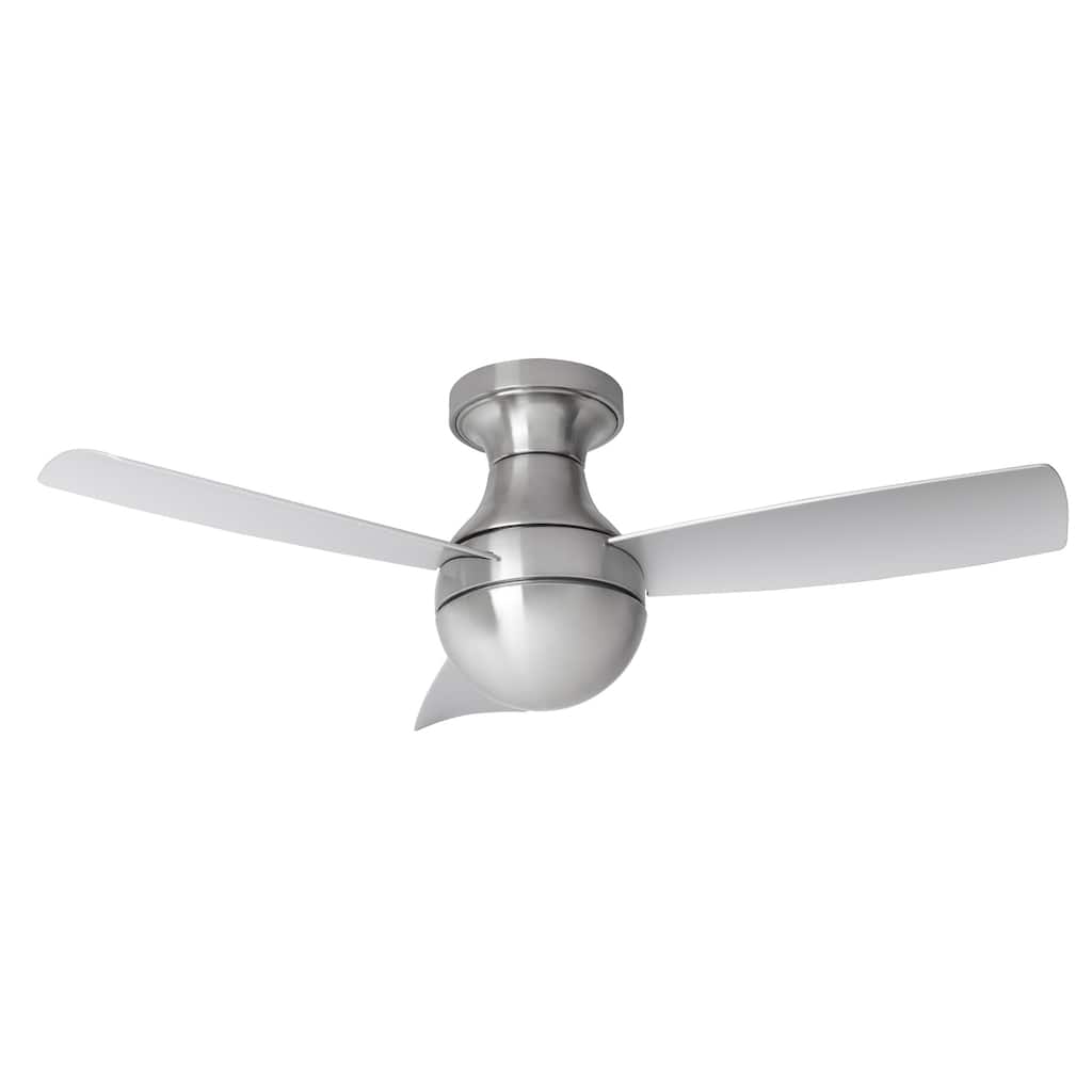 Orb 3-Blade 54in Smart Compatible Flush Mount Ceiling Fan in Brushed Nickel with Remote Control