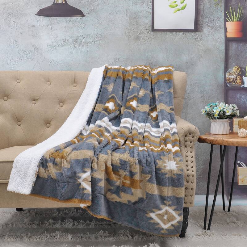 Fauxfur Southwest Throw with Sherpa Backing