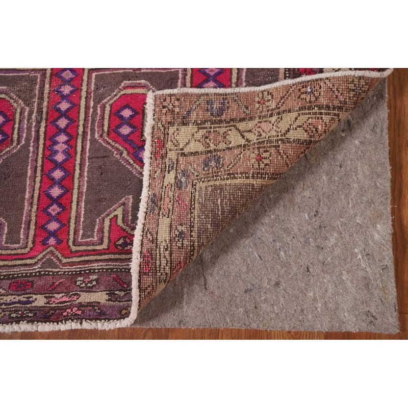 Hand-knotted Tribal Meshkin Persian Runner Rug Geometric Wool Carpet - 3'10" x 10'3"