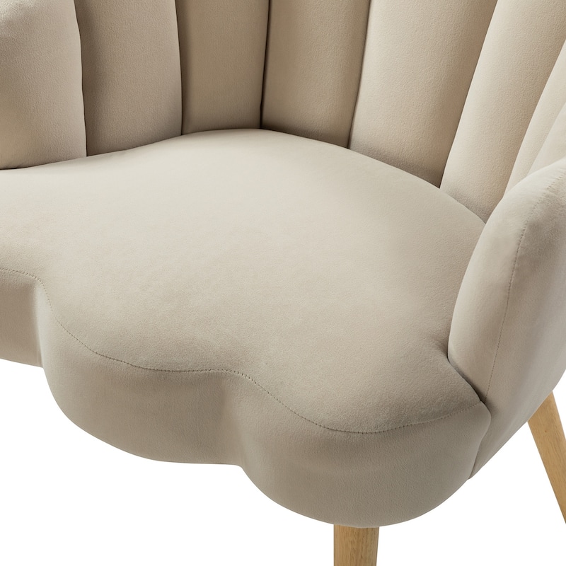 Eleanora Morden Scalloped Velvet Arm Chair with Tufted Back by HULALA HOME