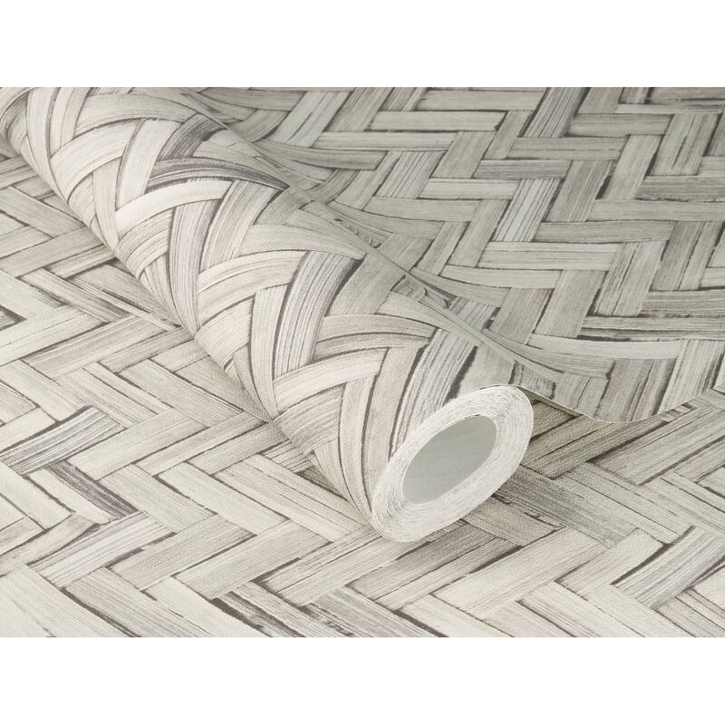 A-Street Prints Ellery Light Grey Herringbone Wallpaper