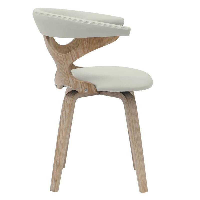 Klyne Leather Dining Chair with Poplar Wood Frame - Mid-Century Wooden Accent Chair with Swivel Base Set of 2