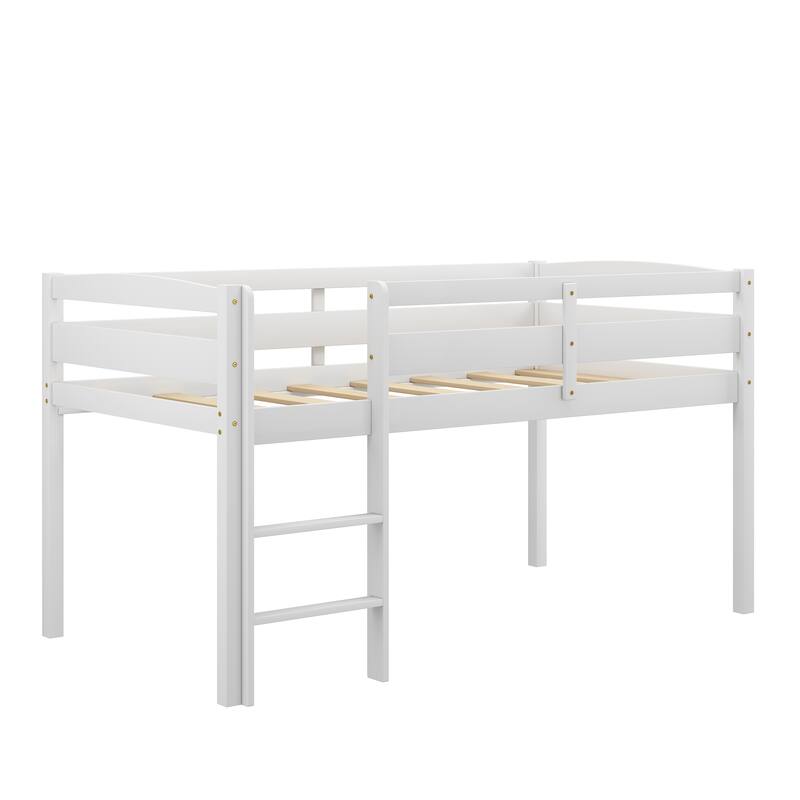 Modern Twin Size Low Loft Beds with Ladder