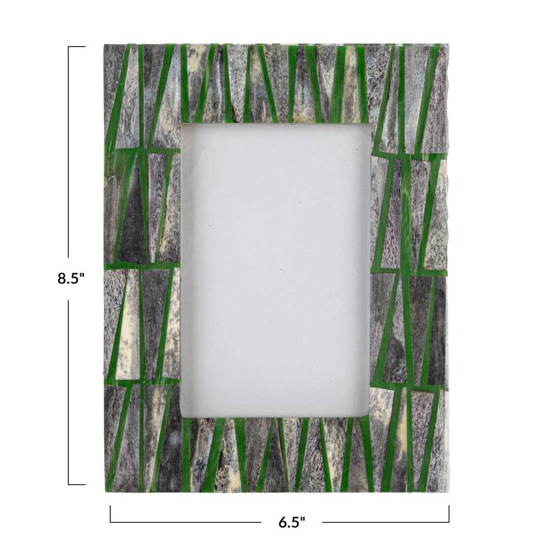 Reclaimed Wood and Resin Photo Frame with Triangle Pattern