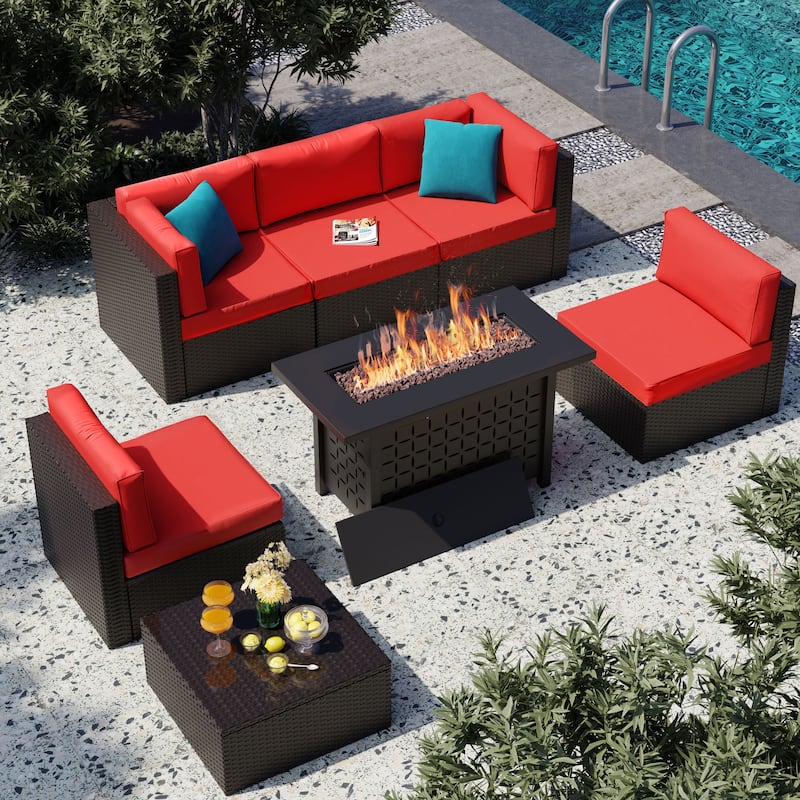 7 Piece Sectional Seating Group With Cushions