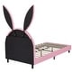 preview thumbnail 17 of 31, VECELO Wooden Cute Rabbit Twin Bed Frame with Upholstered Headboard, Kids Bed Frame Set of 2