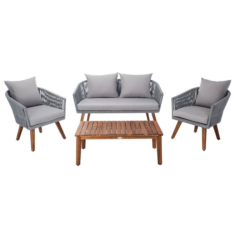 SAFAVIEH Outdoor Erinka 4-Piece Living Set - 55W x 30D x 28H