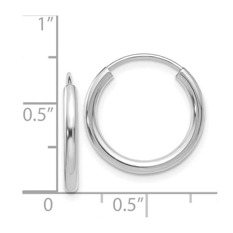 Curata 14k White Gold 2X14mm Polished Endless Hoop Earrings