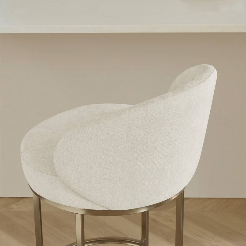 Spruce & Spring Chloe Upholstered Swivel Counter Bar Stool with Metal Frame and Arched Back