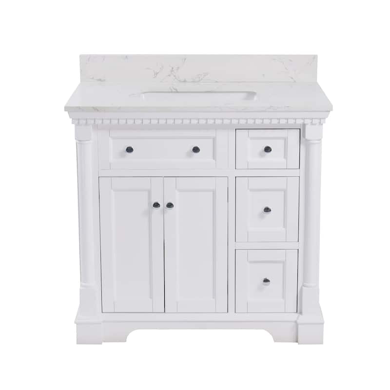 KitchenBathCollection Sydney 36" Bathroom Vanity with Engineered Marble Top