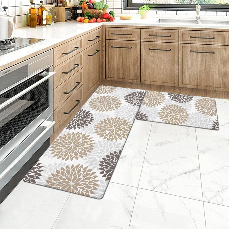 Anti Fatigue Kitchen Rug Sets 2 Piece Non Slip Kitchen Mats - 17.3"x48"+17.3"x28"-0.4"Th