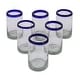 preview thumbnail 2 of 15, Handmade Blue Rim Glass Classic Drinking Set of 6 Glasses (Mexico)