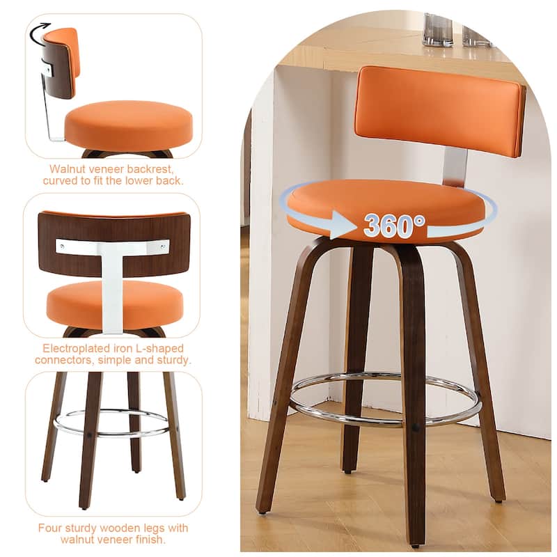 Faux Leather Upholstered Swivel Counter/ Bar Stools Set of 1/2/4