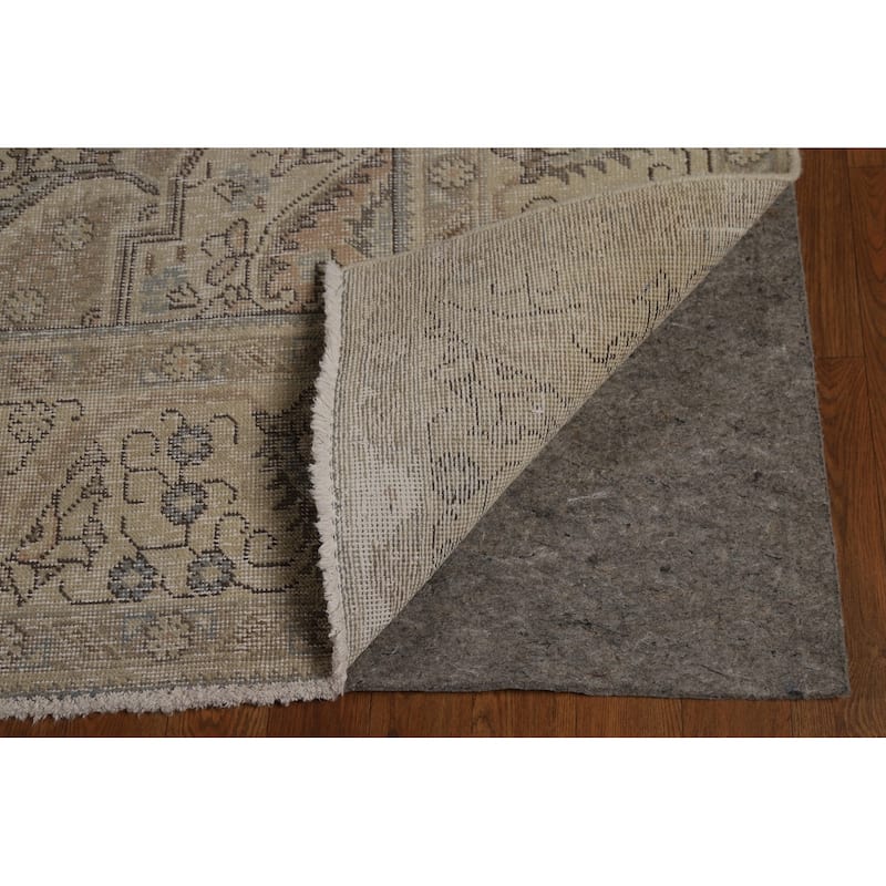 Tabriz Persian Vintage Rug Handmade Oriental Beige Wool Carpet - 9'6" x 12'10"