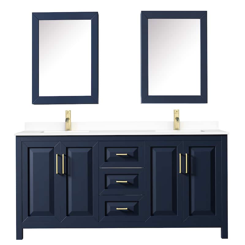 Daria 72 Inch Double Vanity, Cultured Marble Top, Medicine Cabinets