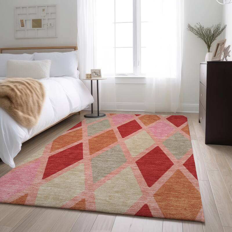 Premium Washable Super Soft Mosaic Diamonds Mayfield Rug - Pink - 9' x 12'