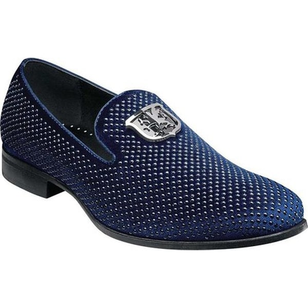 navy blue loafers with spikes