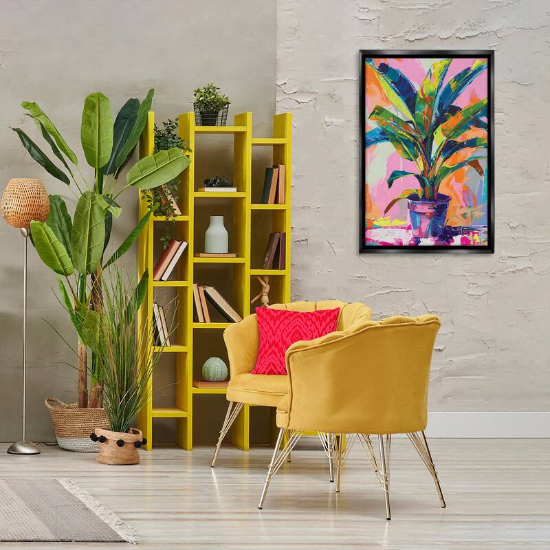Stupell Vivid Saturated House Plant Framed Floater Canvas Wall Art Design By LSR Design Studio