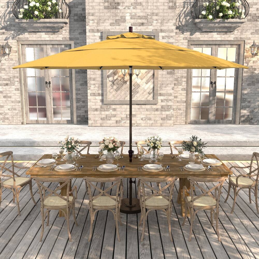 California Umbrella 11' Rd Sunset Series Patio Umbrella Bronze Aluminum Frame Crank Lift Auto Tilt Sunbrella