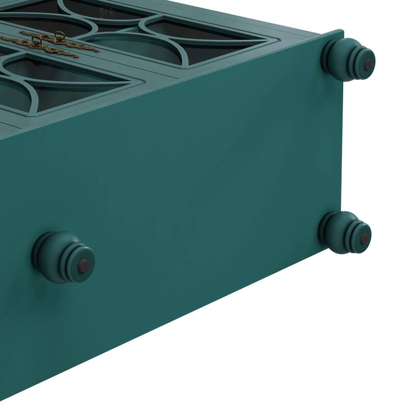 59.45" Antique 4-Door Cabinet with Tempered Glass Doors, Retro Buffets Sideboards, European Hallway Accent Cabinet