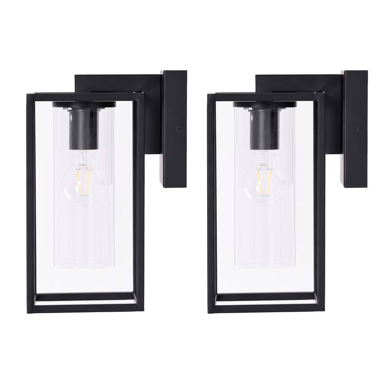 2-Pack Industrial Metal Outdoor Wall Lantern