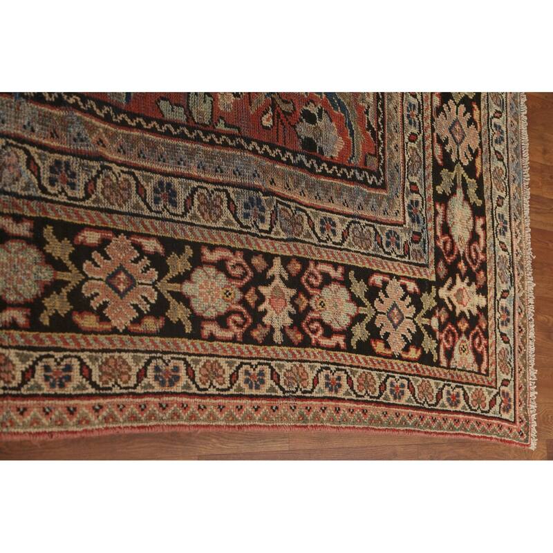 Pre-1900 Antique Floral Mahal Persian Area Rug Handmade Wool Carpet - 9'2"x 12'10"