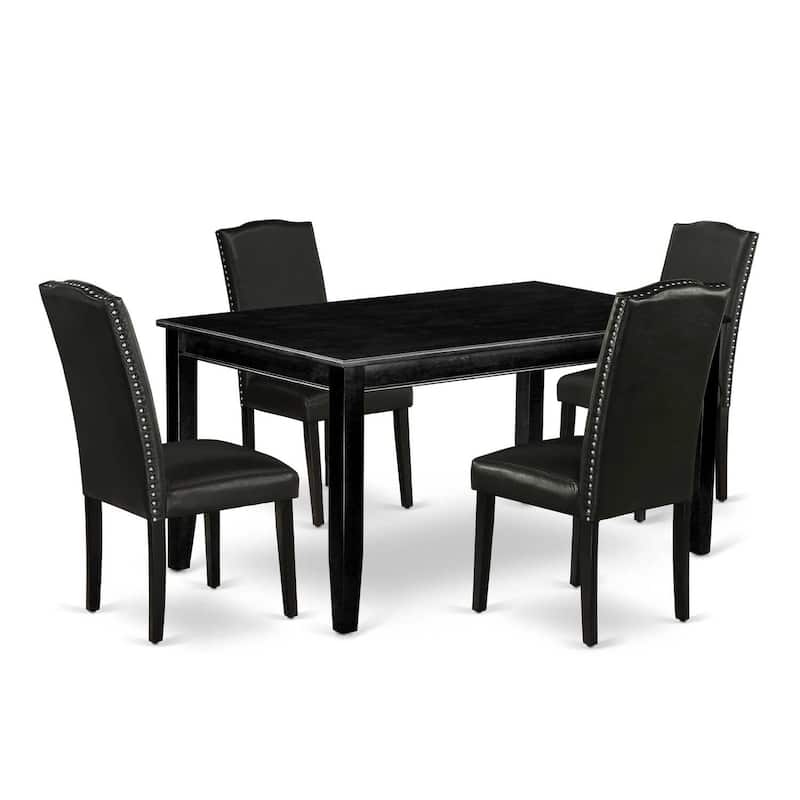 Dining Room Set 5 Piece Table & Chairs - Rectangle Kitchen Table with Faux Leather Parsons Chairs - 36x60 Inch