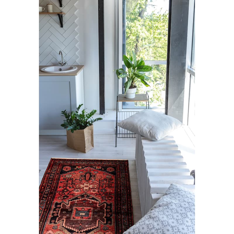 ECARPETGALLERY Hand-knotted Anadol Red Wool Rug - 3'10 x 10'1