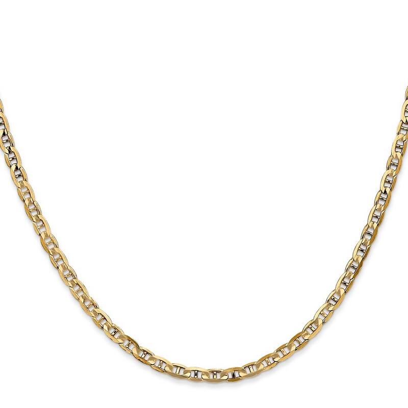 Curata 14k Yellow Gold Solid Polished Lobster Claw Closure 3mm Concave Anchor Chain Bracelet - 8 Inch - Lobster Claw