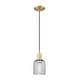 preview thumbnail 63 of 82, Innovations Lighting Downtown Urban - Bridal Veil - 1 Light 5" Cord Hung Mini Pendant Antique Brass/Light Smoke