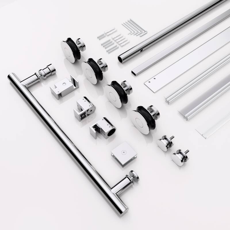 GDFStudio - Modern America Design Frameless Double Sliding Shower Door with 5/16" SGCC Tempered Glass & Stainless Steel Hardware