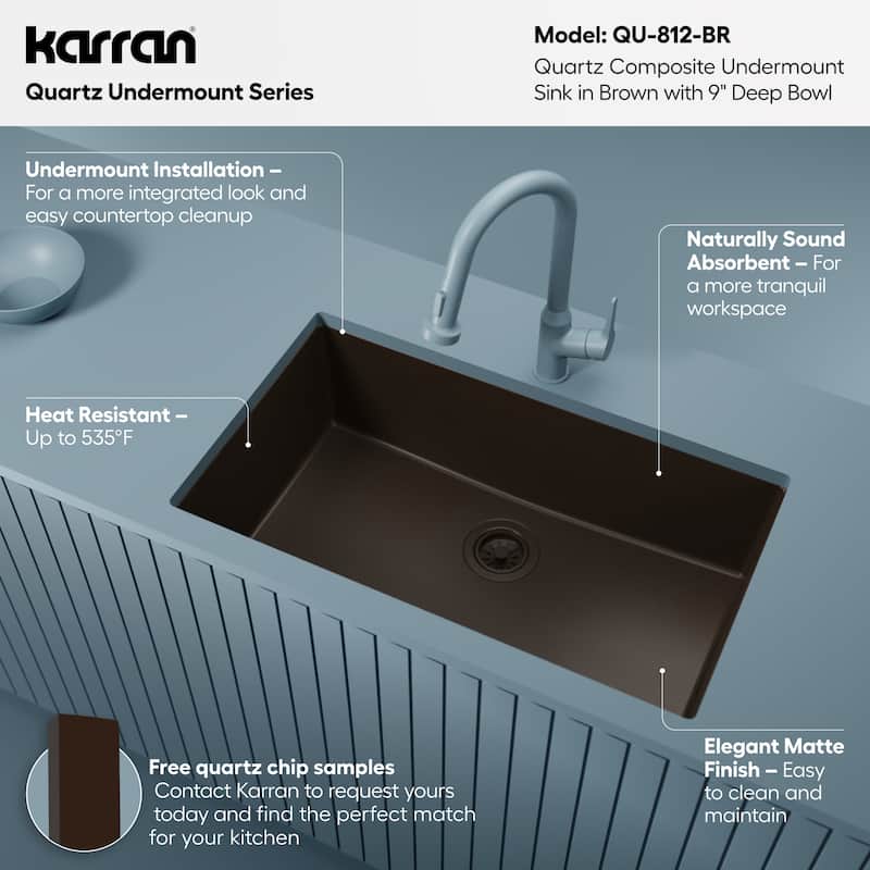 Karran Undermount 32.5 in. Large Single Bowl Quartz Kitchen Sink