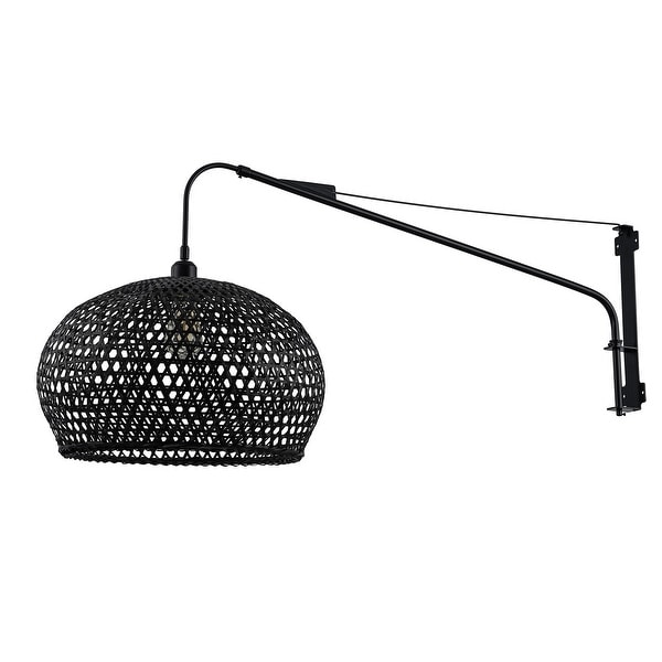 Vienna Plug-In Adjustable Swing Arm Wall Lamp in Matte Black