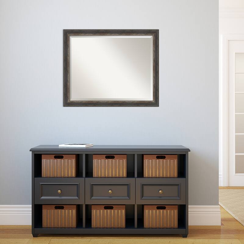 Beveled Wall Mirror - Bark Rustic Char Narrow Frame - Bark Rustic Char Narrow