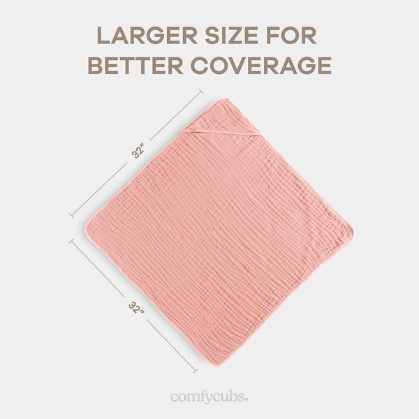 dimension image slide 9 of 13, Hooded Baby Towel, 6 Layer 100% Muslin Cotton by Comfy Cubs