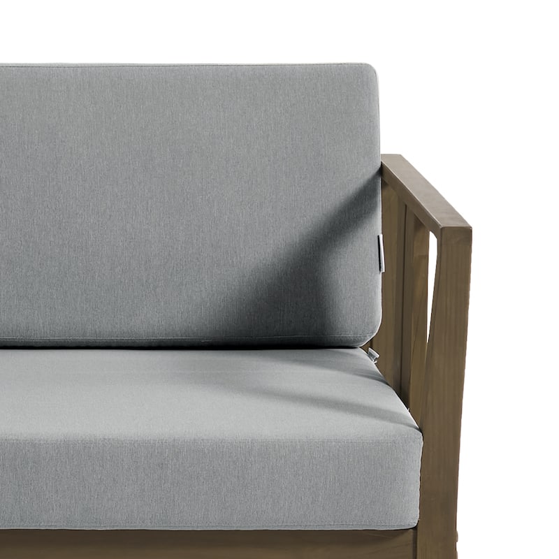 Casual Teak Wood Outdoor Patio Loveseat with Cushions