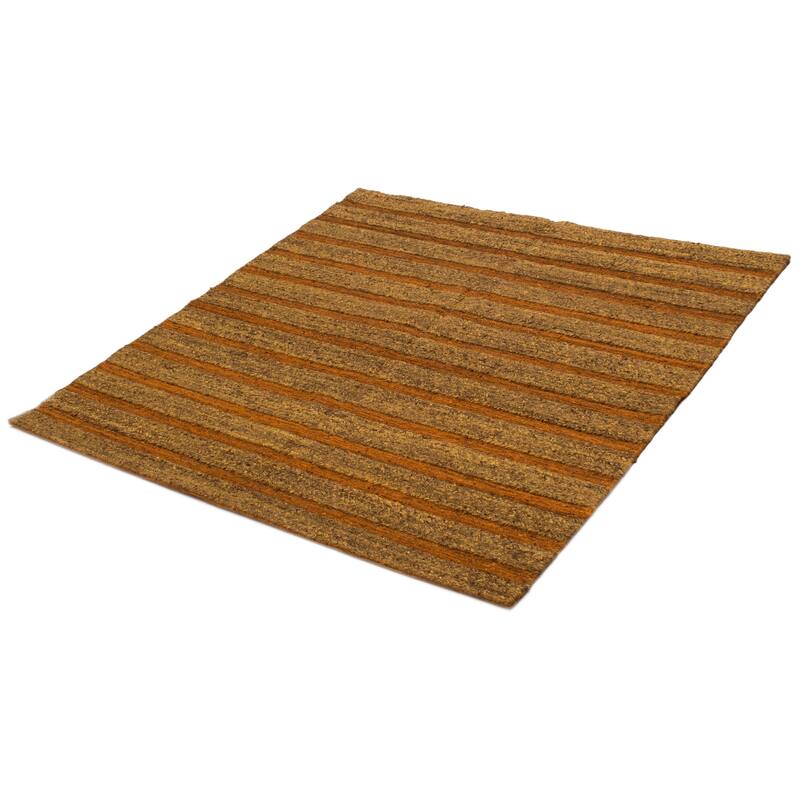 ECARPETGALLERY Flat-Weave Natural Brown Wool Tapestry Kilim - 6'7 x 6'5
