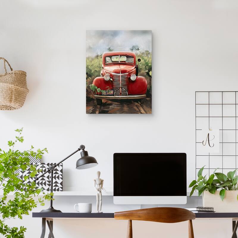 Little Red Truck by Studio Arts Canvas Art Print