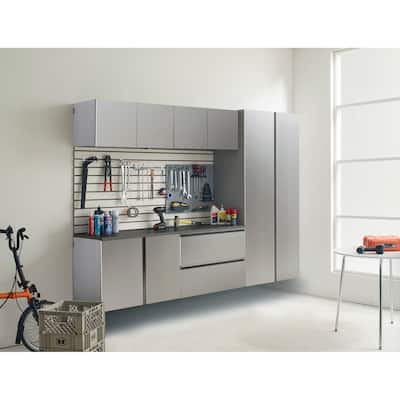Nova Series 96 in. W x 72 in. H x 20 in. D Metallic Grey Garage Cabinet Set B (6-Piece)