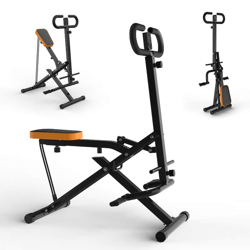 Squat Machine for Home, Assist Trainer for Glutes Workout Foldable with Resistance Bands, for Botty Glutes Butt Thighs - Black