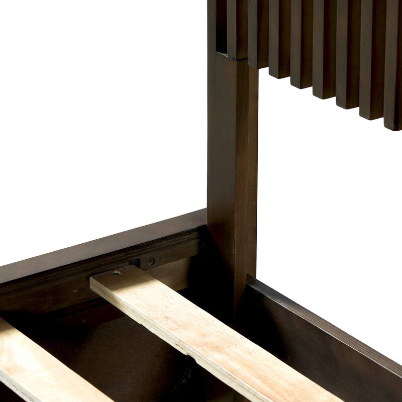 Christopher Knight Home - Adelynn Modern Wood Platform Bed with Vertical Slat Headboard, No Box Spring Needed