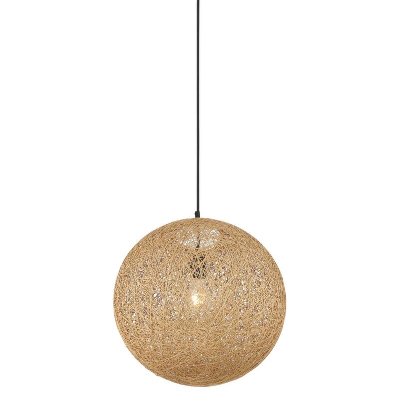 Kovacs P5570 Entwined 1 Light 16" Wide Pendant with Rattan Shade - Coal