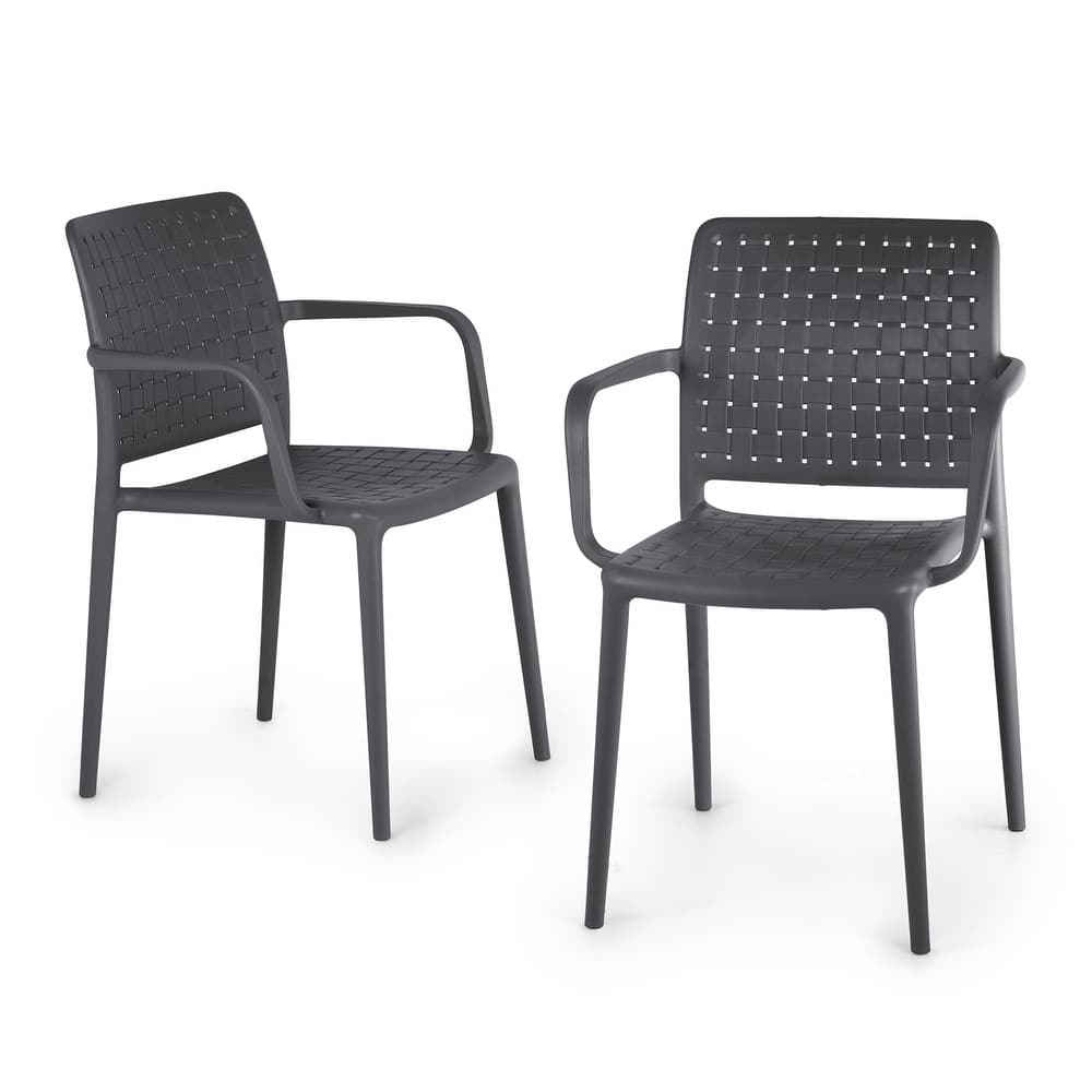 WRGHOME Modern Stacking Patio Dining Armchair Indoor/Outdoor (Set of 2) - 33.15'' H X 22.44'' W X 21.65'' D
