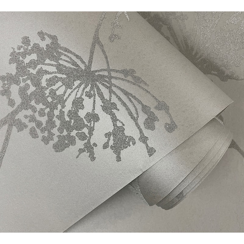 Seabrook Designs Wild Grass Glass Beaded Unpasted Wallpaper - 20.9 in W x 33 ft. L - Zinc