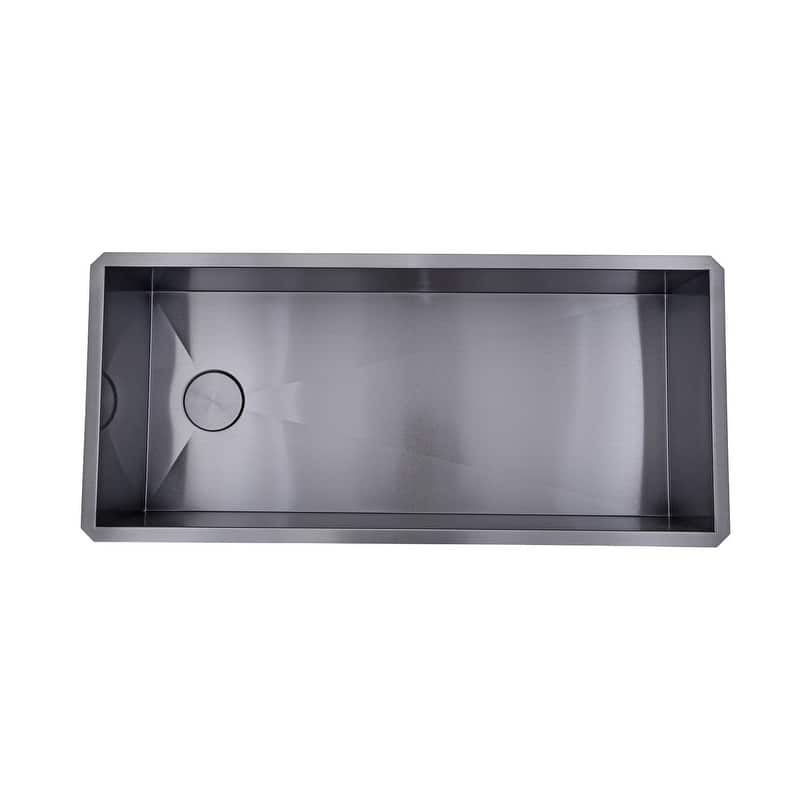 Kingsman 42 Inch Galaxy Black Matte Black Stainless Steel Undermount 16-Gauge Kitchen Sink Single Bowl