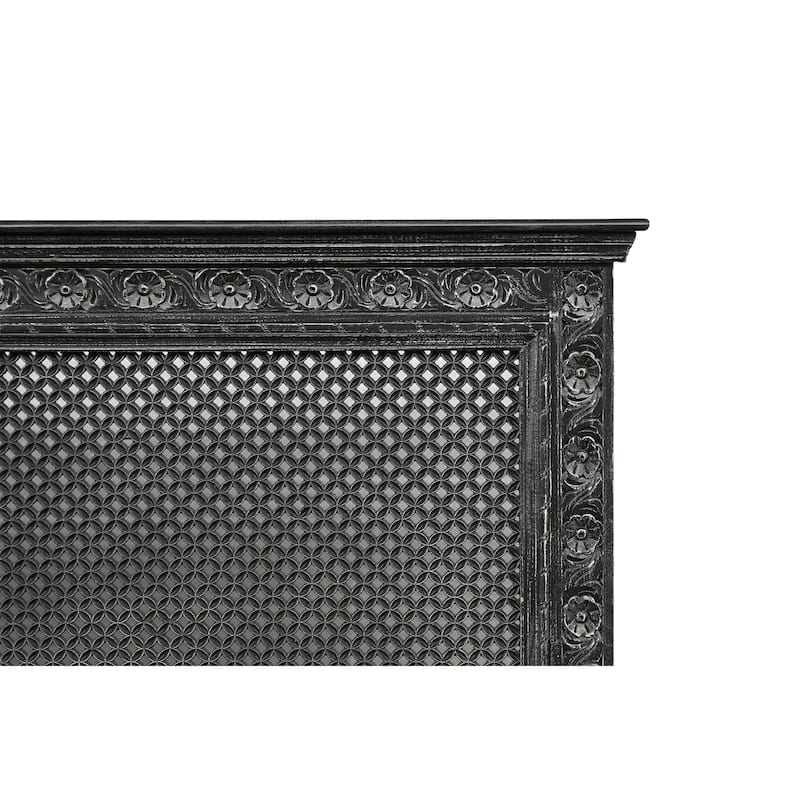 Edmond Hand-Carved Solid Mango Wood King Bed with Floral Cutout Panels