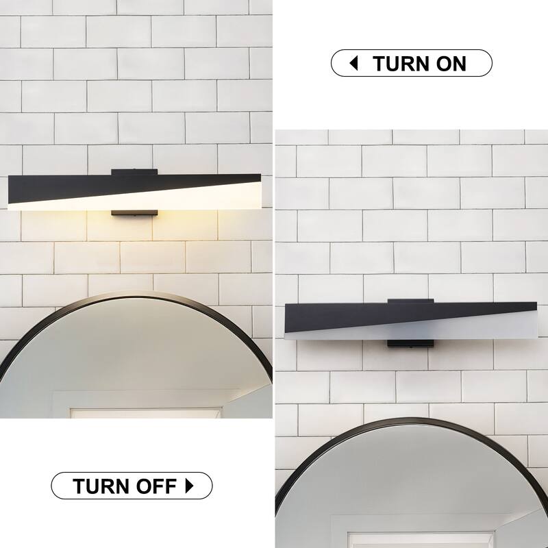 24" Modern Dimmable Acrylic Matte Black LED Vanity Light - W23.8"