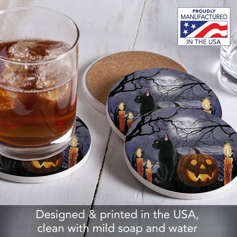 CounterArt Midnight Magic Absorbent Stone Tumbled Tile Coaster Set of 4 Made in The USA Protective Cork Backing